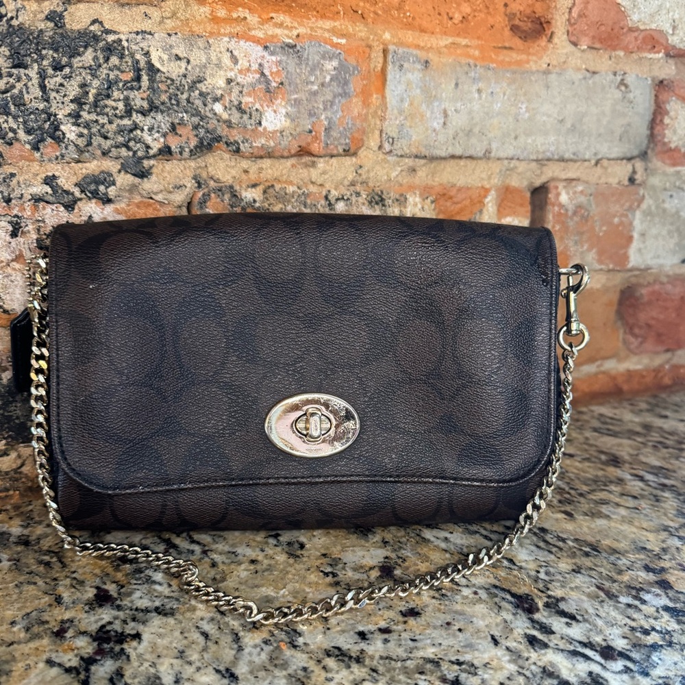 Authentic Coach 34615 IMAAS Crrossbody Bag In Signature Black/Brown
